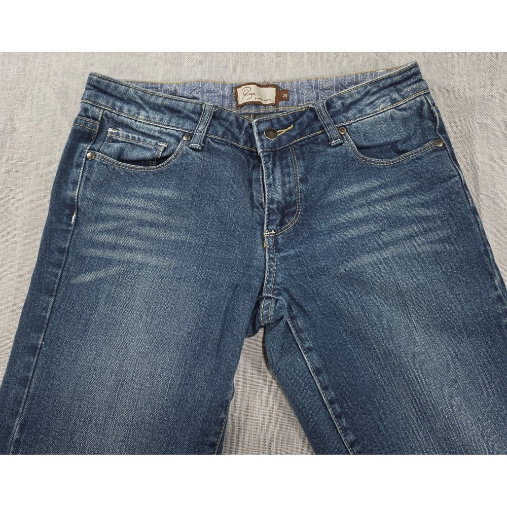 Paige Laurel Canyon Jeans Womens 28 Blue Excellent Low Rise Boot Cut Denim
